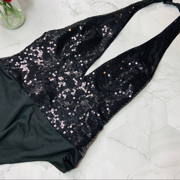 SAMPLE H:ours Sequin Halter Bodysuit Black S/2-4 - Picture 5 of 9